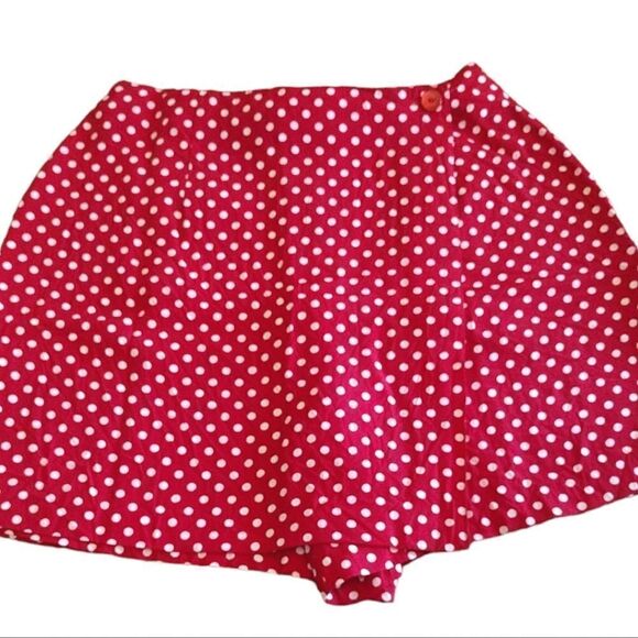 VTG 80s USA M.J. Carroll Red White Polkadot Front Wrap Skort Skirt Size 12 - Picture 3 of 16